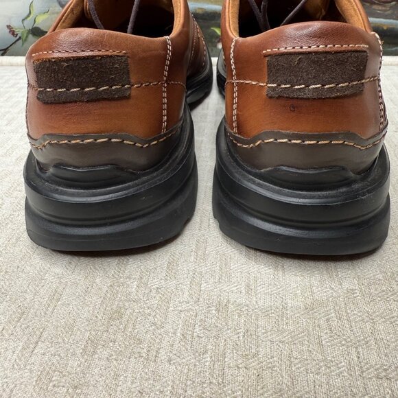 Clarks Collection Mens Size 9.5 Wide Brown Leather Gessler Laced Oxford Shoes main image 8